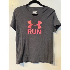Under Armour Black Pink Logo Run Performance Shirt heat Gear